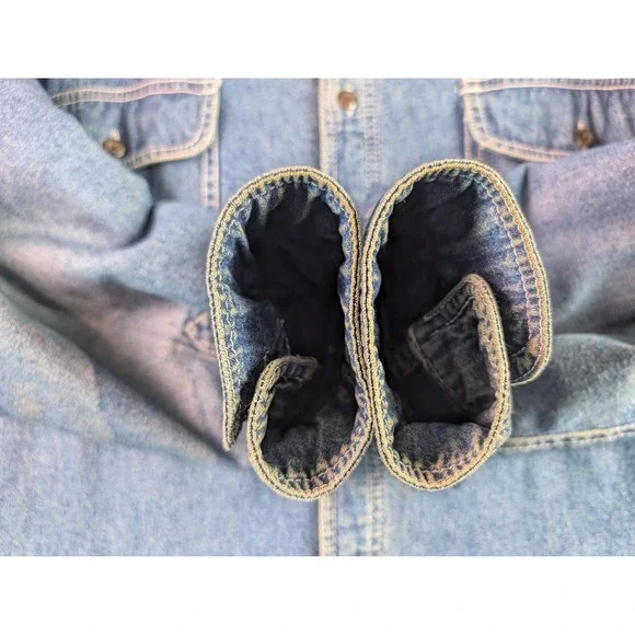 Levi's Denim Chore Jacket Men's XXL Blue Fleece Lined Plaid Heavyweight Shacket - Picture 4 of 8